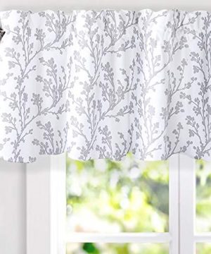 DriftAway Sarah Floral Tree Branch Pattern Thermal Insulated Blackout Window Curtain Valance Rod Pocket 2 Layers 52 Inch By 18 Inch Gray 0 300x360