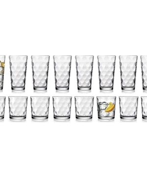 Drinking Glasses Set Of 16 By Home Essentials Beyond 8 Highball Glasses17 Oz 8 Rocks Glass Cups 13 Oz Inner Circular Lensed Kitchen Glass Cups For Water Juice And Cocktails 0 300x360