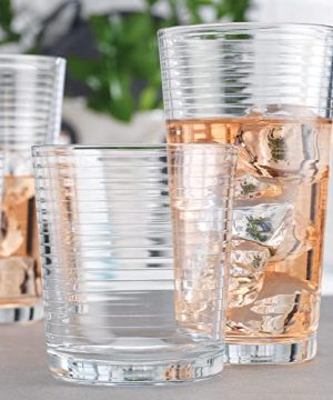 Drinking Glasses Set Of 8 Glass Cups 4 Highball Glasses 17oz 4 Rocks Glasses 13oz Ribbed Glasses For Mixed Drinks Water Juice Beer Wine Excellent Gift 0 300x360