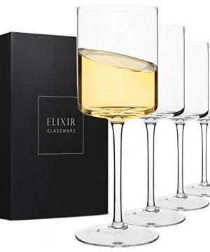 Elixir Glassware Crystal Wine Glasses Set Of 4 14 Oz Stemware Red Wine White Wine Entertaining Drinkware 100 Lead Free Glass Unique Modern Design 0 300x360