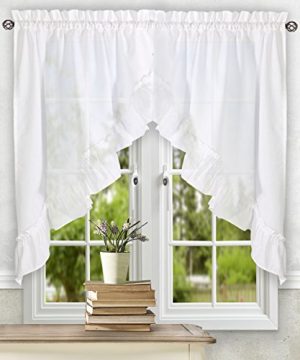 Ellis Curtain Stacey Ruffled Swag 60 In X 38 In White 0 300x360