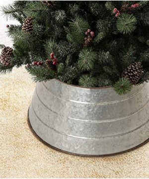 Glitzhome Rustic Galvanized Metal Tree Collar Metal Tree Skirt For Christmas Decor 0 300x360