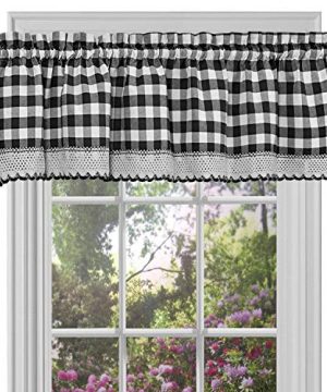 GoodGram Buffalo Check Plaid Gingham Custom Fit Farmhouse Window Valances Assorted Colors Black 0 300x360