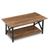 GreenForest Coffee Table Farmhouse Rustic With Storage Shelf For Living Room 433 X 236 Inch Easy Assembly Walnut 0 100x100