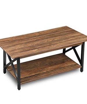 GreenForest Coffee Table Farmhouse Rustic With Storage Shelf For Living Room 433 X 236 Inch Easy Assembly Walnut 0 300x360