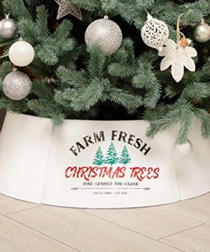 Hallops Galvanized Tree Collar Large To Small Christmas Tree Adjustable Metal Skirt Christmas Decor White 0 300x360