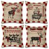 KACOPOL Christmas Red Buffalo Plaids Farmhouse Animals Pillow Covers Deer Moose Pig Farm Decor Throw Pillow Case Cushion Cover 18 X 18 Set Of 4 Xmas Decorations Farmhouse Red Plaids 0 100x100