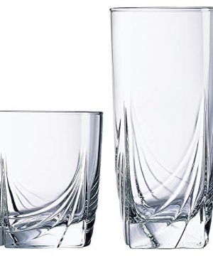 Luminarc 16 Piece Ascot Tumbler Set 8 165 Ounce Coolers 8 13 Ounce Double Old Fashioned Glasses Mixed Clear 0 300x360