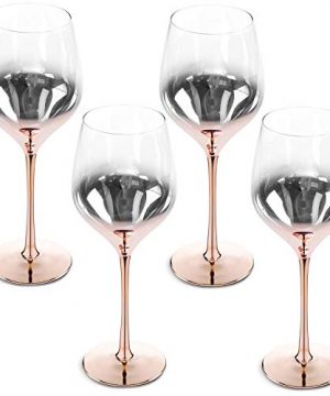 MyGift 19 Oz Electroplated Ombre Rose Gold Crystal Stemware Wine Glasses Set Of 4 0 300x360