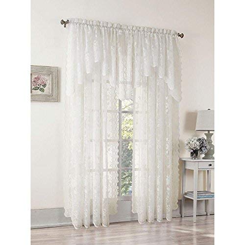 No. 918 24520 Alison Floral Lace Sheer Rod Pocket Curtain Valance, 58 ...