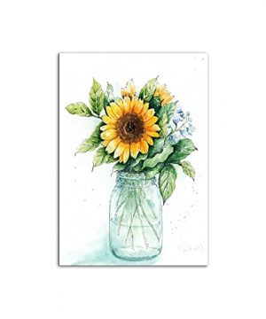 PENGDA Yellow Sunflower Canvas Wall Art Rustic Farmhouse Countryside Decorations Floral Artwork Framed For Home Office Ready To Hang 8x12 Inches 0 300x360