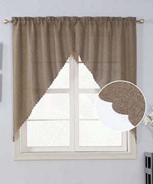 Rama Rose Faux Linen Swag Valance For Privacy Breathable Farmhouse Bedroom Drapes With Rod Pocket2 Panels Each Panel 36 W X 63 LTaupe 0 300x360
