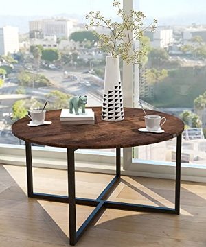 Round Coffee Table Kitchen Dining Table Modern Leisure Tea Table Office Conference Pedestal Desk Computer Study Desk Rustic BrownBlack 0 300x360