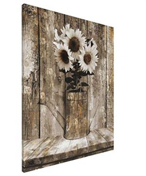 Rustic Farmhouse Sunflower Painting 16x20 Country Floral Wall Decor Canvas Print Framed Artwork For Living Room Bedroom Bathroom Modern Home Decor Wall Art Ready To Hang 0 300x360