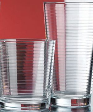 Set Of 16 Heavy Base Ribbed Durable Drinking Glasses Includes 8 Cooler Glasses 17oz And 8 Rocks Glasses 13oz Clear Glass Cups Elegant Glassware Set 0 300x360