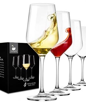 Swanfort Wine GlassesSet Of 414 Oz Lead Free Italian Style White Or Red Wine Glass Set With Long StemCrystal Bordeaux Wine Glass In Gift BoxPremium Clear Wine Glass For Any Occcasions 0 300x360
