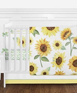 Sweet Jojo Designs Green And White Leaf Floral Window Treatment Valance Boho Farmhouse Sunflower Collection 0 0 300x360
