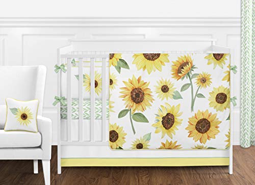 Sweet Jojo Designs Green And White Leaf Floral Window Treatment Valance Boho Farmhouse Sunflower Collection 0 0