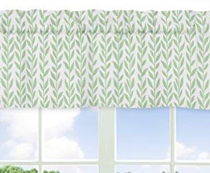 Sweet Jojo Designs Green And White Leaf Floral Window Treatment Valance Boho Farmhouse Sunflower Collection 0 300x248