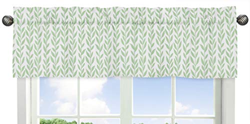 Sweet Jojo Designs Green And White Leaf Floral Window Treatment Valance Boho Farmhouse Sunflower Collection 0
