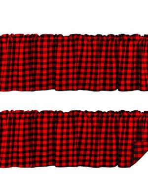 Tatuo 2 Pieces Buffalo Check Plaid Window Valances Farmhouse Design Window Decor Curtains Rod Pocket Valances For Kitchen Bathroom And Living Room 16 X 56 Inch Black And Red 0 300x360