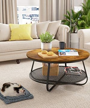 Teraves Industrial Coffee Table For Living RoomRound Coffee Table With Storage ShelfModern Coffee Table With Metal FrameEasy Assembly 0 1 300x360