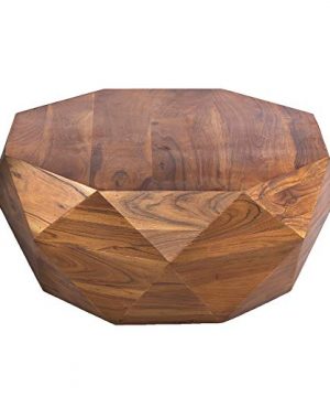 The Urban Port Diamond Shape Acacia Wood Coffee Table With Smooth Top Dark Brown 0 300x360