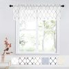 Top Finel White Kitchen Sheer Curtains Valance 18 Inch Length Grey Embroidered Rod Pocket Small Window Curtains For Basement Bathroom 2 Panels 0 100x100