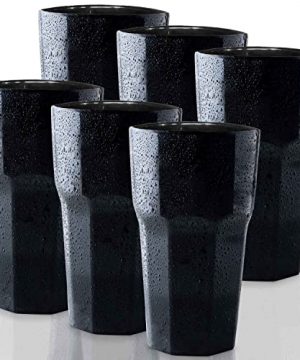 Unbreakable Glasses Drinking Set Of 6 Reusable Polycarbonate Drinkware Juice Cocktail Party 11 OzBlack Cups 0 300x360