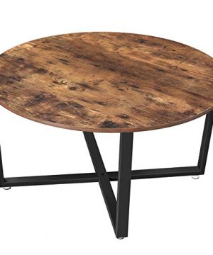 VASAGLE ALINRU Round Coffee Table Industrial Style Cocktail Table Durable Metal Frame Easy To Assemble For Living Room Rustic Brown ULCT88X 0 300x360