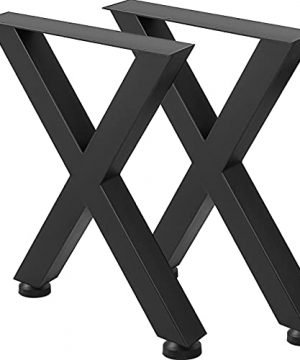VEVOR Set Of 2 Steel Table Legs 28Height 24Wide Dining Table Legs Heavy Duty 31 Square Box Section X Frame Table Legs 28x24x31 Inch Black Color Industrial Country Style Metal Dining Legs 0 300x360
