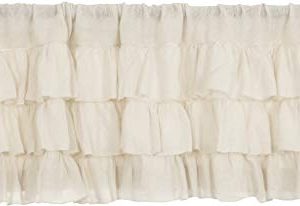 VHC Brands Country Kitchen Curtains Rod Pocket Farmhouse Burlap Antique White Ruffled Valance 16 X 60 0 300x206