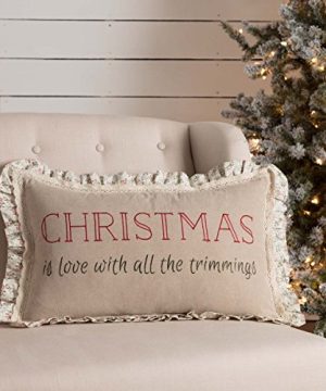 VHC Brands Farmhouse Holiday Pillows Throws Carol Trimmings 14 X 22 Pillow Khaki Tan 0 300x360