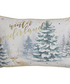 VHC Brands Winter Wonderland Text Textured Polyester Farmhouse Christmas Decor Digital Print Piping 22x14 Filled Pillow Soft White 0 300x360