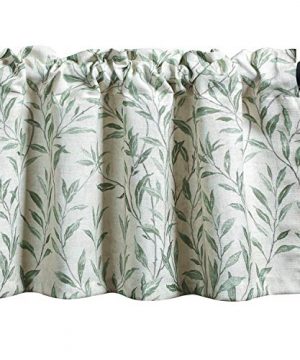 VOGOL Curtain Valances Leaves Meticulous Printed Window Curtains For Kitchen Top Rod Pocket 52x18 Valance For Farmhouse Small Window Green One Panel 0 300x360