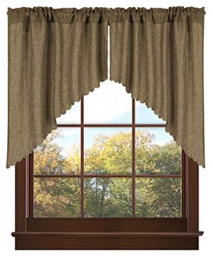 Valea Home Soft Burlap Look Swag Curtains Rustic Natural Tan Rod Pocket Kitchen Valance Curtain Panels For Small Window 36 Inch Length 2 Panels 0 300x360
