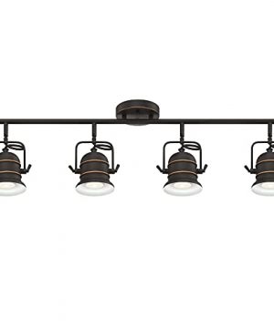 Westinghouse Lighting 6116800 Boswell Vintage Style Four Light Indoor Track Light Kit Oil Rubbed Bronze Finish With HighlightsMetal Shades 0 300x360