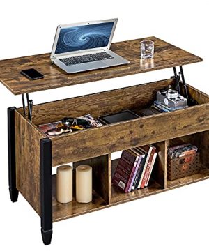 Yaheetech Lift Top Coffee Table With Hidden Compartment Shelf Lift Tabletop DiningCenter Table For Living Room Reception Rustic Brown 41inch L 0 300x360