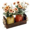 DUOER Mason Jar Centerpiece For Table Decorative Wood Tray With 2 Painted Jars Rustic Farmhouse Decor Centerpiece For Home Kitchen Dinning Living Room DecorBrown 0 100x100