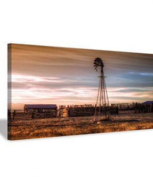 Hardy Gallery Windmill Artwork Rustic Landscape Picture Farmhouse Painting Wall Art Print On Canvas For Bedroom 40 Inch X 20 Inch X 1 Panel 0 300x360