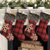 Ivenf Christmas Stockings 4 Pcs 18 Inches Burlap With Large Plaid Snowflake And Plush Faux Fur Cuff Stockings For Family Holiday Xmas Party Decorations 0 100x100