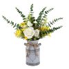 LIBWYS Metal Flower Vase Milk Can Rustic Style With Rose Eucalyptus Shabby Chic Metal Vase For Rustic Home Dining Table Centerpieces Decor White 1 0 100x100