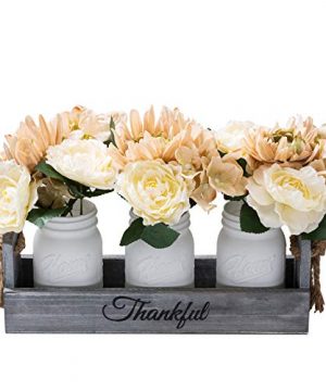 Mason Jars For Artificial Flowers Decorate Your Home With Our Premium Flower Decor Available In Medium And Large Ideal Sizes HAchoo Kitchen Decorations White With 3 Jar 0 300x360