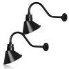 10in Satin Black Angle Shade Gooseneck Sign Light Fixture With 22in Long Extension Arm Wall Sconce Farmhouse Antique Style UL Listed 9W 900lm A19 LED Bulb 5000K Cool White 2 Pack 0 100x100