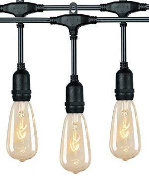 18Ft Outdoor Weatherproof String Lights With 12 Hanging Sockets 7Watt ST40 Clear Bulbs UL Listed E17 Base Vintage Edison Light String For Patio Porches Bistro Backyard Black Wire 0 300x360