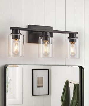 Bathroom Light Fixtures 3 Light Bathroom Vanity Light Farmhouse Metal Wall Sconces With Cylinder Glass Shade Vanity Lights For Bathroom Living Room Bedroom Kitchen Stairs 0 300x360