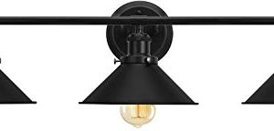 Bathroom Vanity Light FixturesFarmhouse Wall Sconce Industrial Kitchen Wall Lighting With Matte Black Cone Metal Shade 3 Light 0 300x144