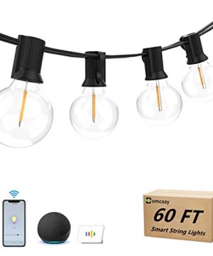 Bomcosy Outdoor String Lights Patio Lights 60FT Smart LED String Lights With Waterproof Shatterproof 301Spare G40 Led Bulbs 24GHz Wi Fi Alexa Control Hanging Lights For Garden Backyard 0 300x360