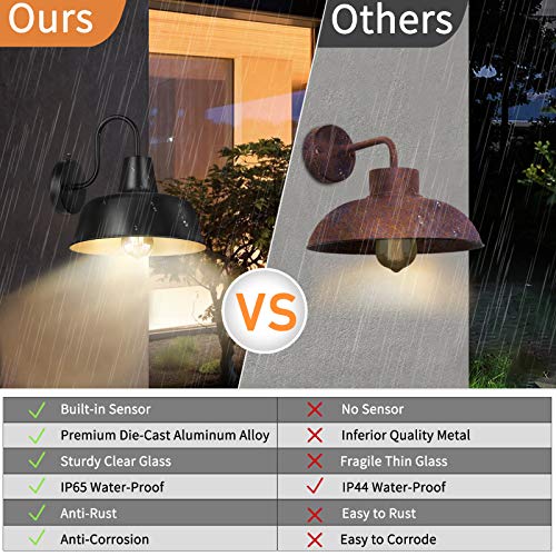 CINOTON Dusk to Dawn Outdoor Wall Sconces, Matte Black Outdoor Farmhouse Barn Light, IP65 Waterproof Porch Light Wall… - Image 3