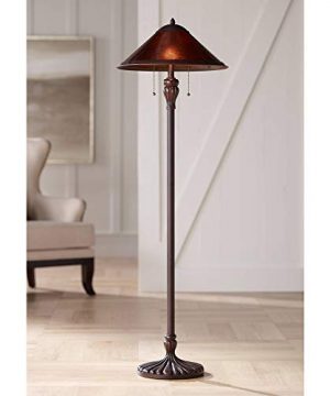 Capistrano Mission Farmhouse Traditional Standing Floor Lamp Rustic Bronze Metal Brown Red Natural Mica Empire Shade For Living Room Reading House Bedroom Home Office Decor Regency Hill 0 300x360